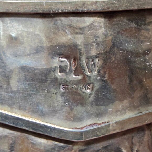 2 Large Sterling Silver & Turquoise cuff bracelets signed by DLW Navajo artist - Picture 12 of 16